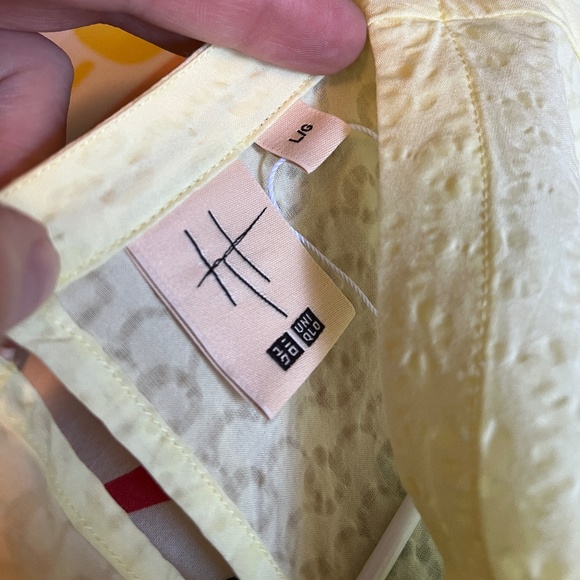 Uniqlo X Hana Hajima dress, gathered sleeves, cotton, yellow, size L, NWT - Picture 8 of 14